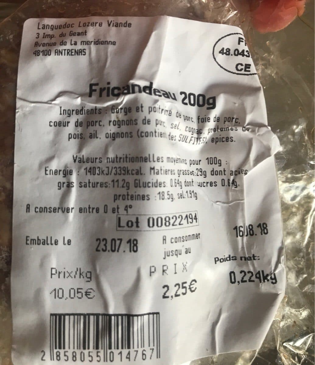 Open Food Facts Fricandeau packshot