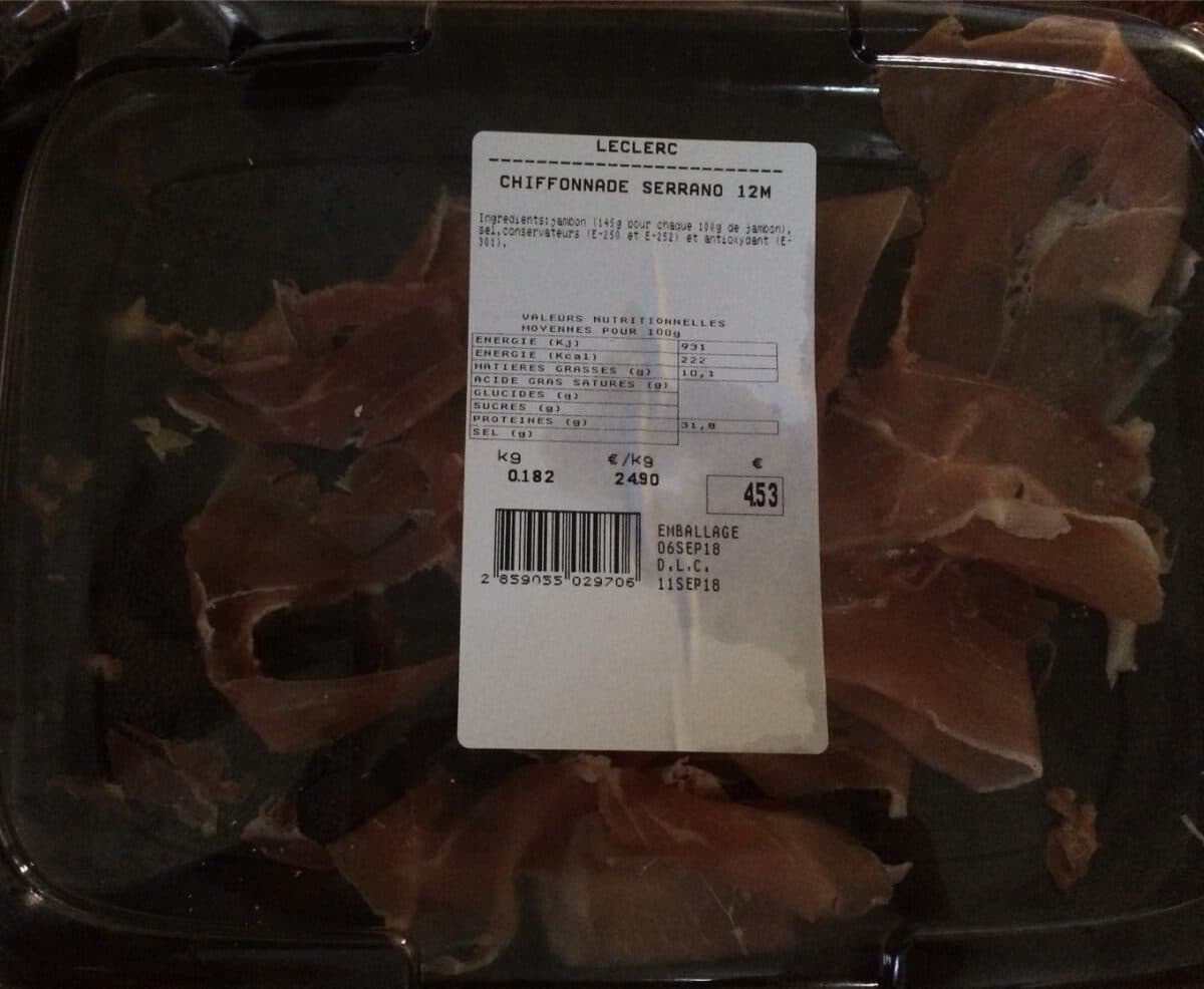 Open Food Facts Chiffonnade serrano 12mois packshot