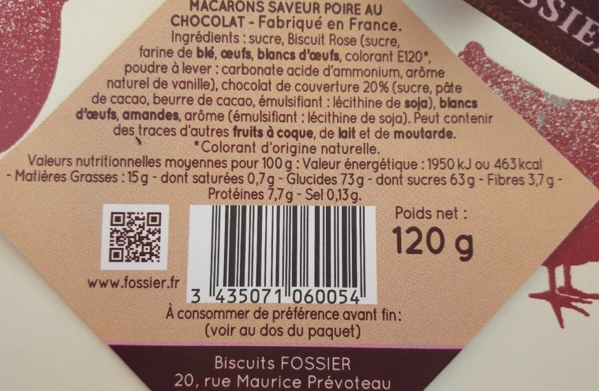 Open Food Facts Macaron saveur poire au chocolat packshot
