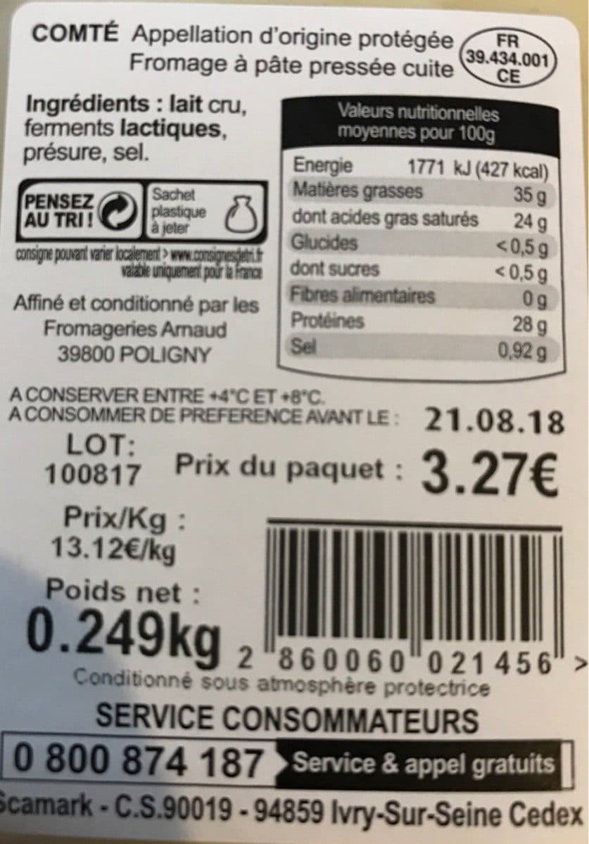 Leclerc Comté au lait cru affiné 10 mois AOP 32% MG packshot