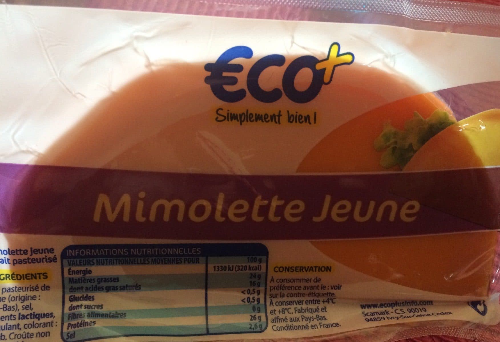 €co+ Mimolette Jeune au lait pasteurisé packshot