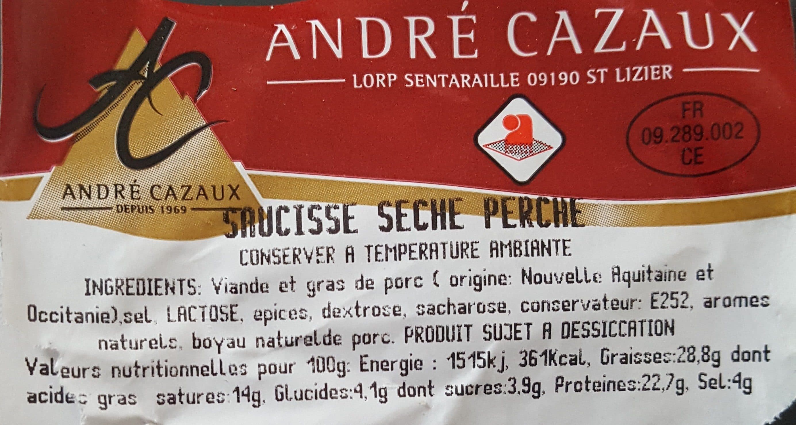 André Cazaux Saucisse Seche Perche packshot