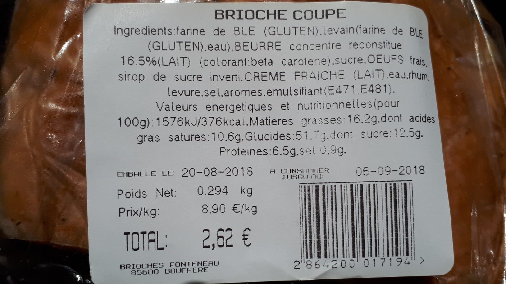 Open Food Facts Briouche coupe packshot