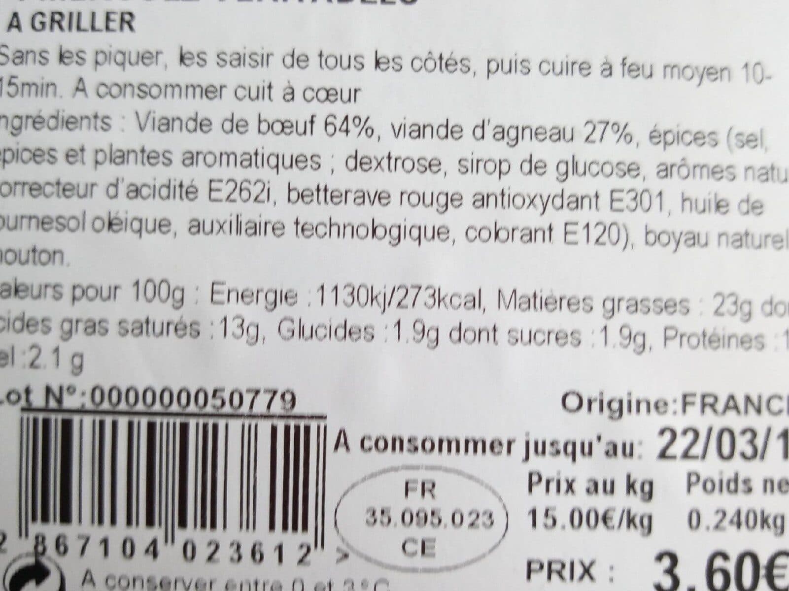 Open Food Facts Merguez fantou packshot