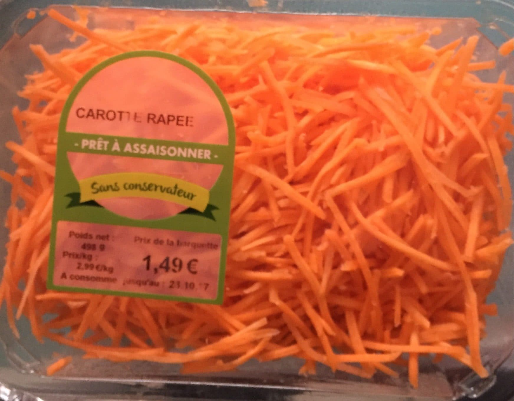 Grand Frais Carottes rapees packshot