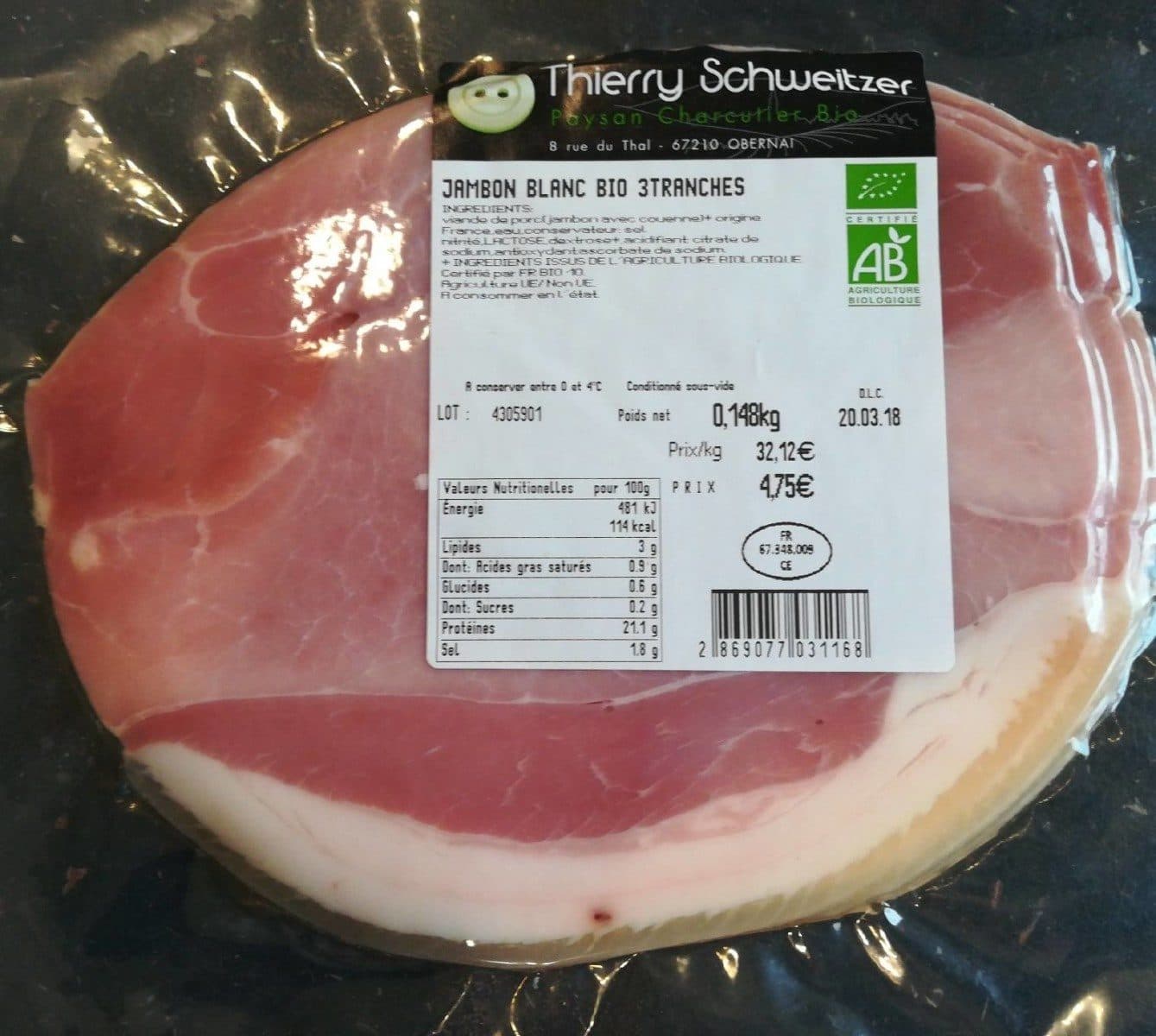Open Food Facts Jambon Blanc BIO 3Tranches packshot