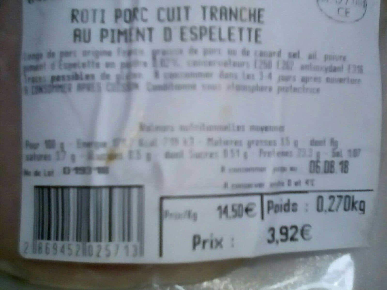 Open Food Facts Rôti de porc packshot