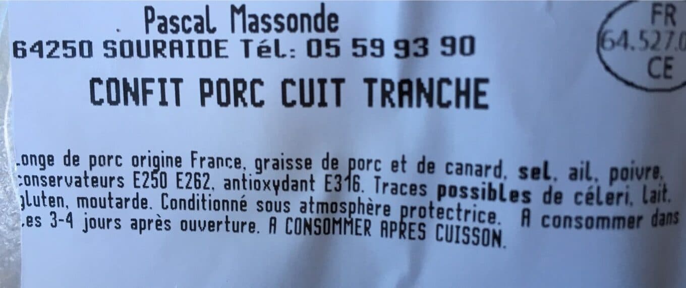 Pascal Massonde Confit porc cuit tranche packshot