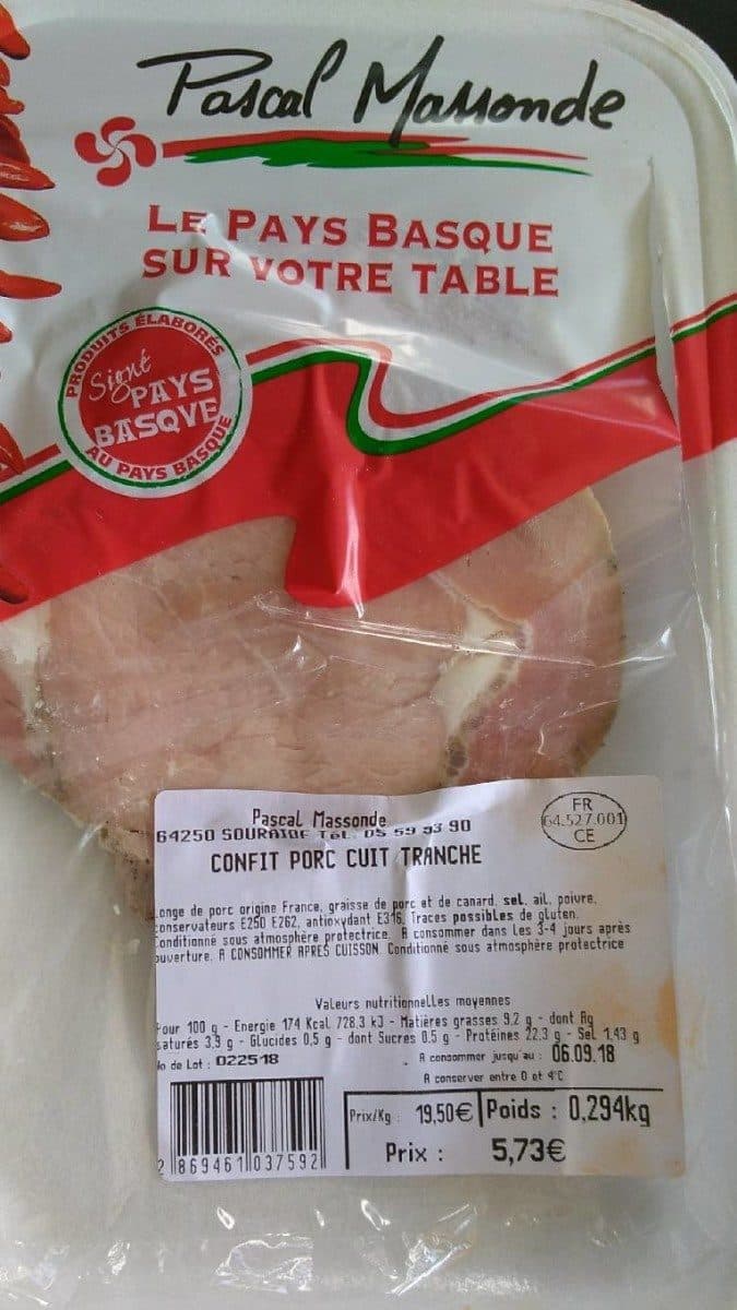 Open Food Facts Confit porc cuit tranche packshot