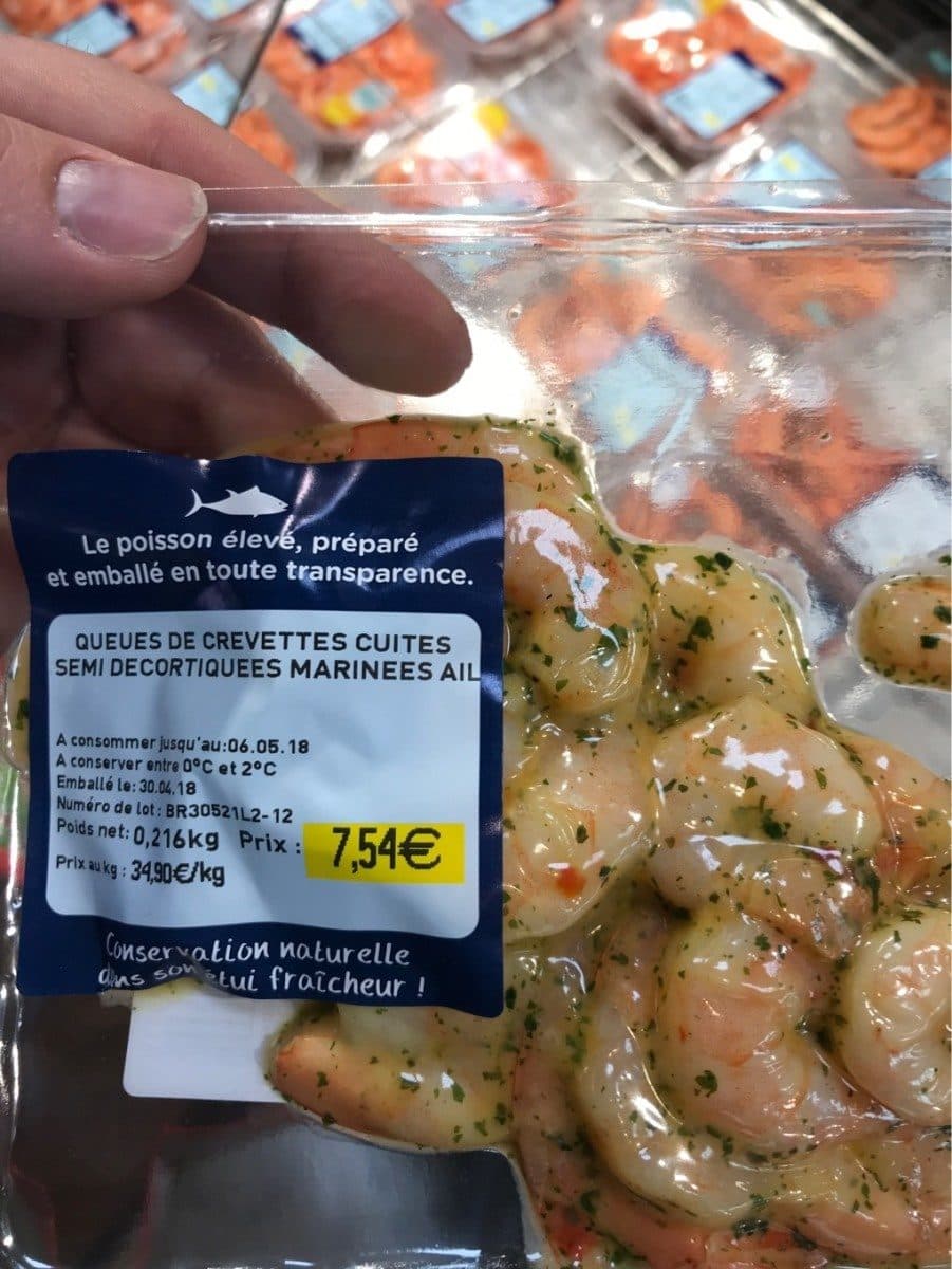 Open Food Facts Queues de crevettes decortiquees marinees a l'ail packshot
