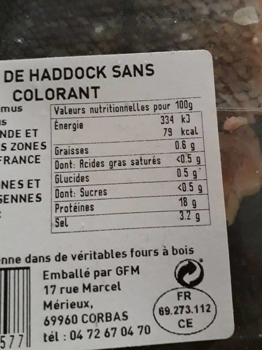 Open Food Facts Filet de haddock sans colorant packshot