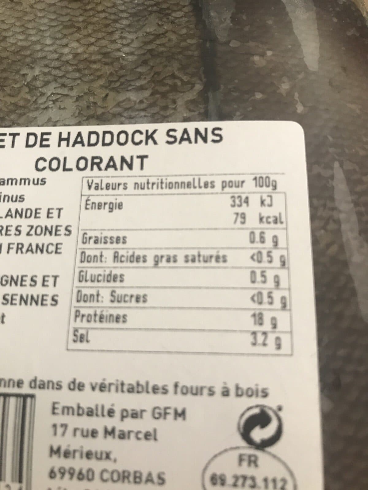 Open Food Facts Filet de Haddock sans colorant packshot