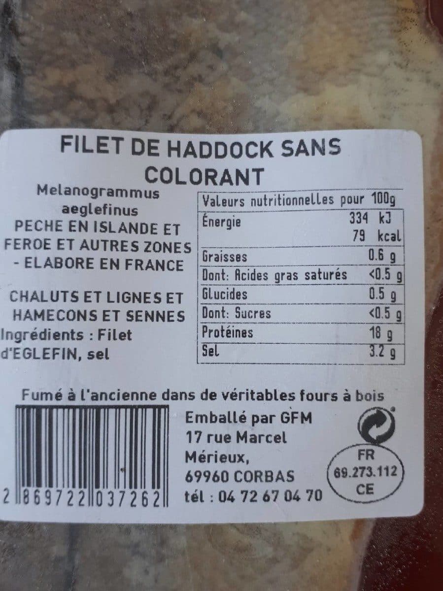 Open Food Facts filet de haddock sans colorant packshot