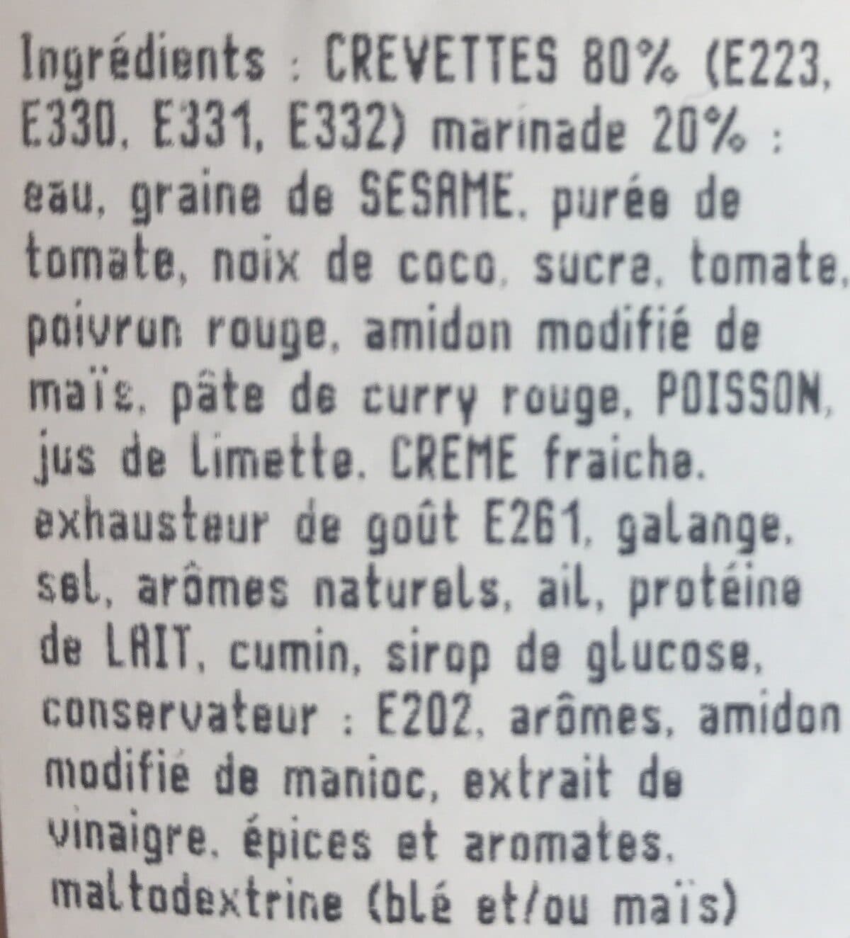Open Food Facts Queues de crevettes cuites semi decortiquees marinees sauce thai packshot