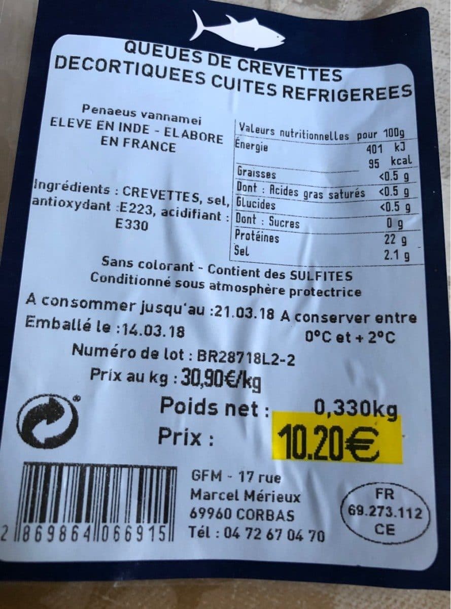 Open Food Facts Queues de crevettes cuites packshot