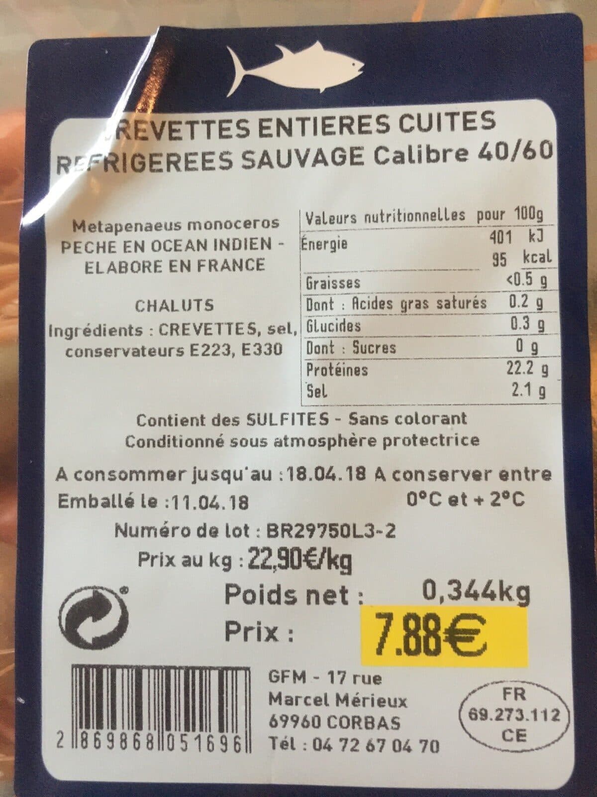 Open Food Facts Crevettes entieres cuites refrigerees sauvage packshot