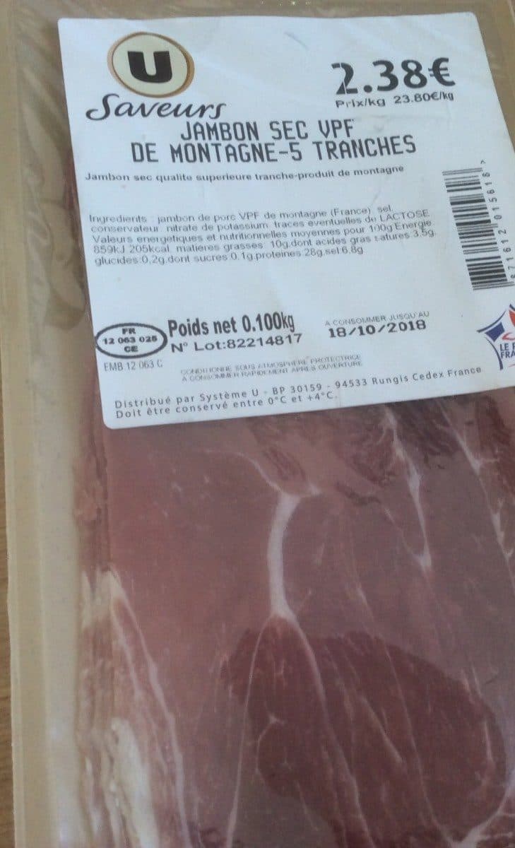U Saveurs Jambon sec packshot