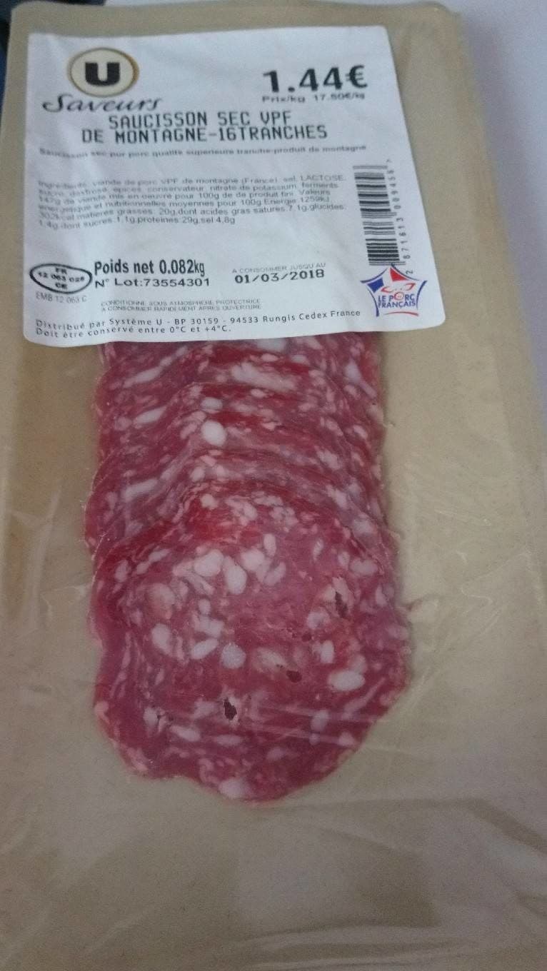 Saveurs U Saucisson Sec packshot