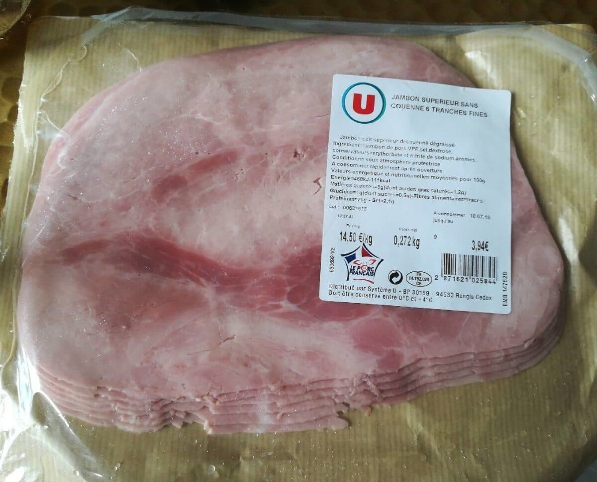 Open Food Facts Jambon supérieur sans couenne 6 tranches fines packshot