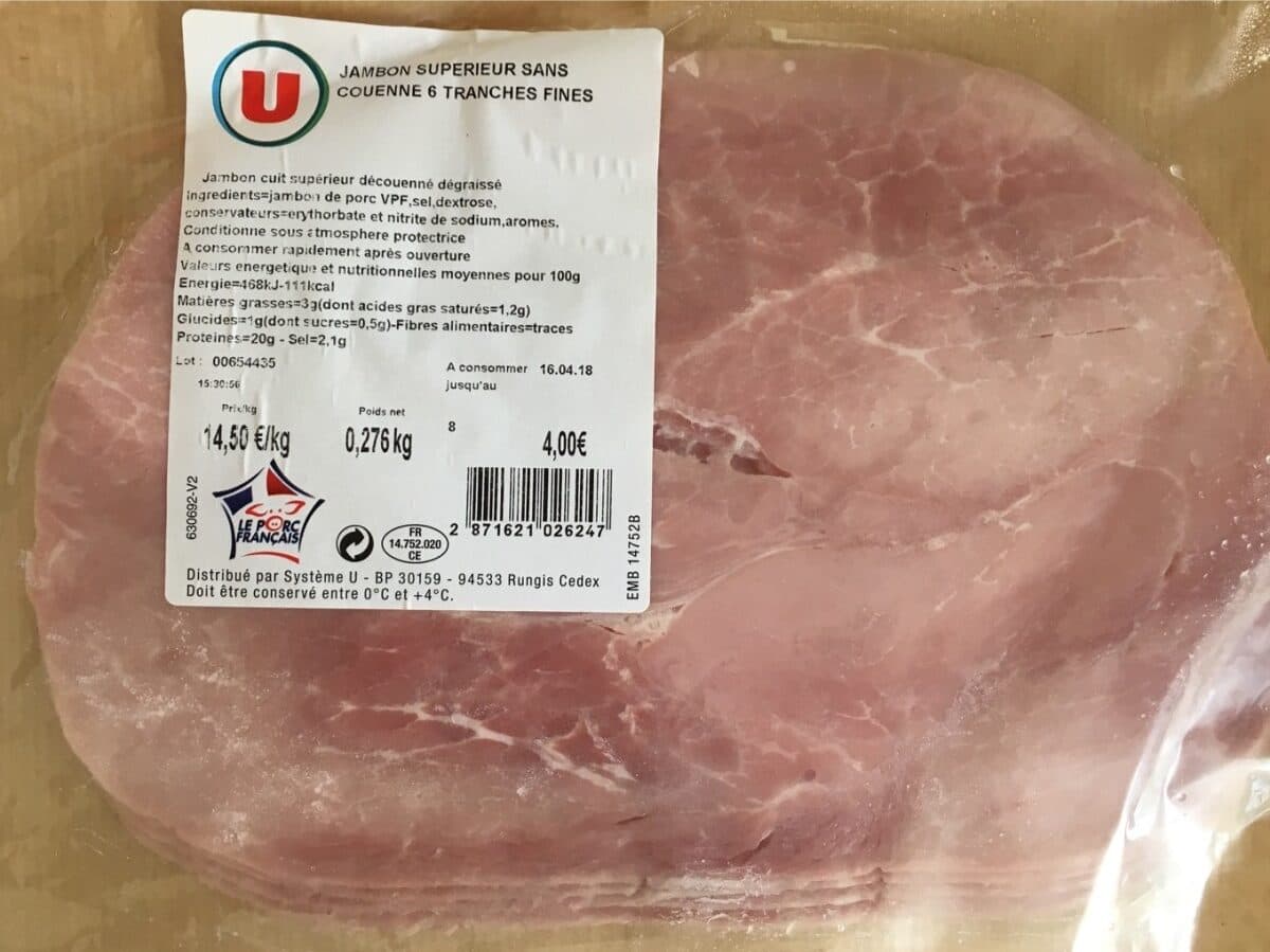 Open Food Facts Jambon superieur sans couenne 6 tranches fines packshot