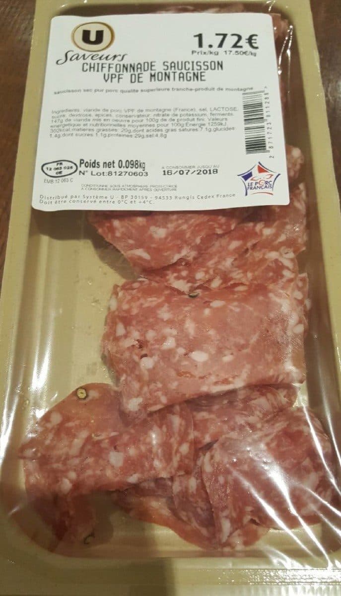 Open Food Facts Chiffonnade saucisson VPF de montagne packshot