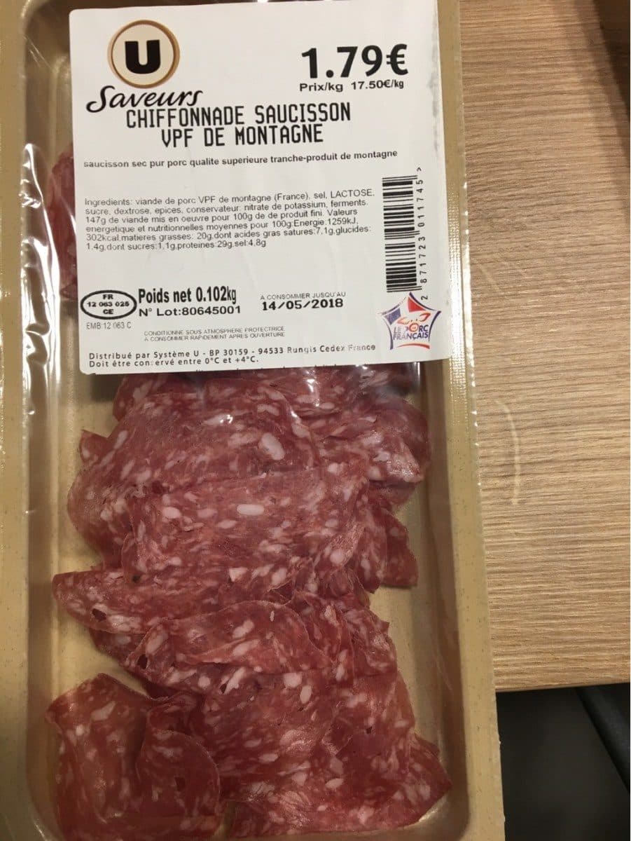 Saveurs U Chiffonnade saucisson U packshot
