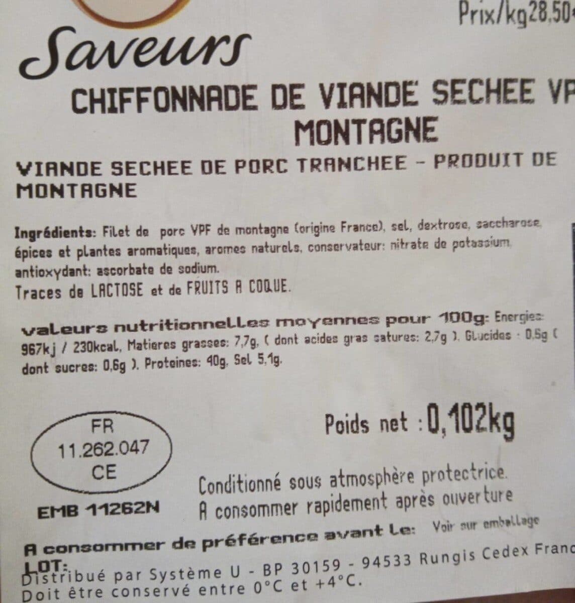 U Viande séchée de montagne packshot