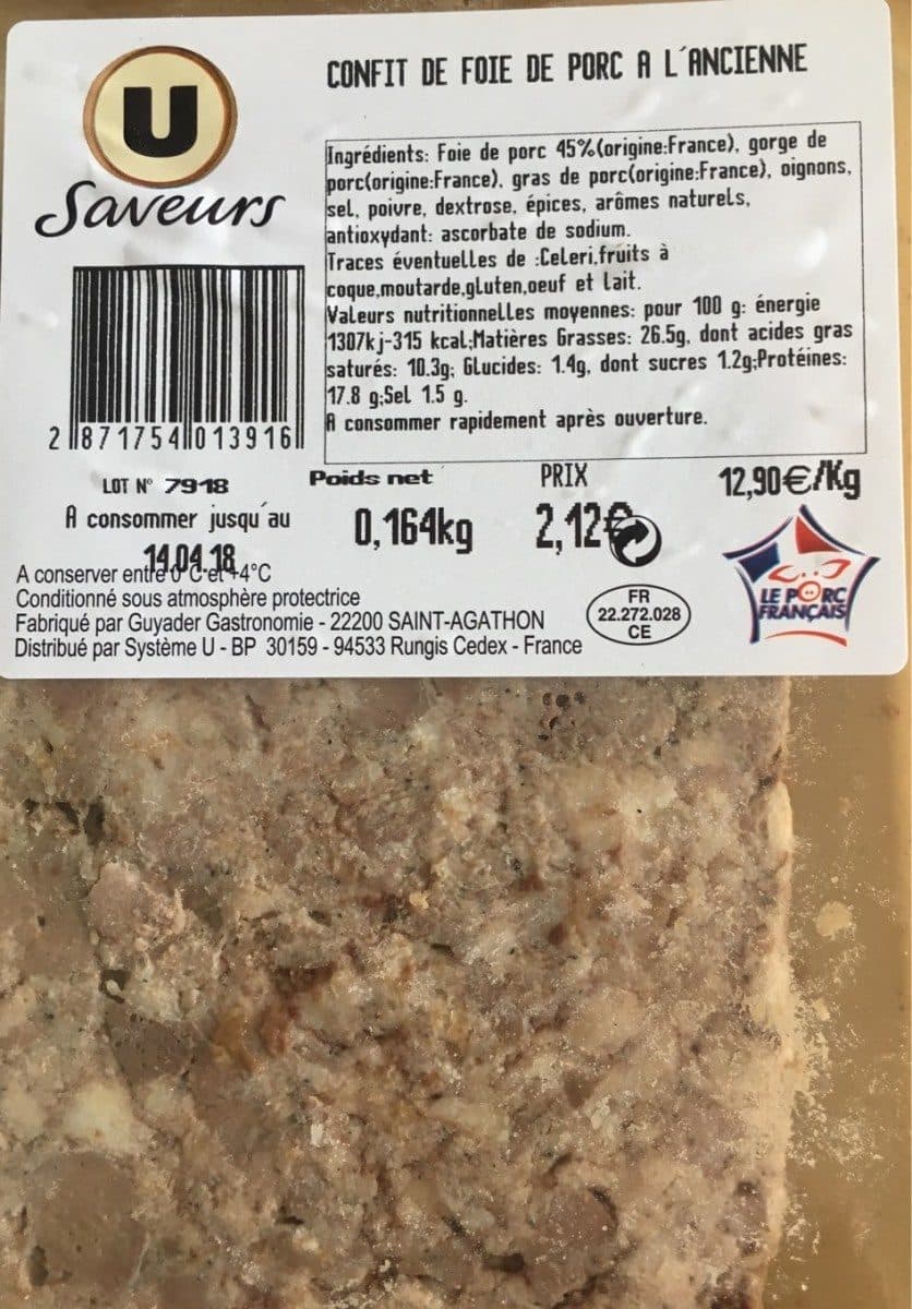 U Confit de foie de porc à l'ancienne packshot