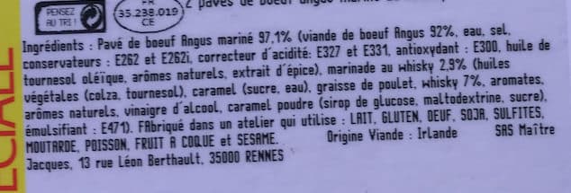 Maître Jacques Bœuf Angus mariné au Whisky packshot