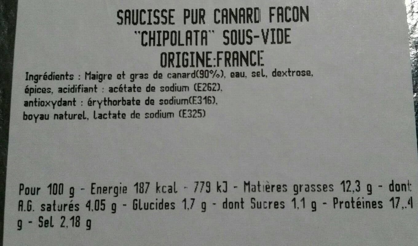 Les Thomasines Saucisses pur canard packshot