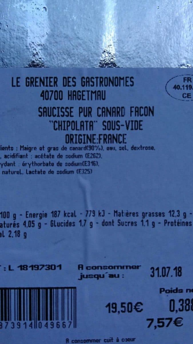 Open Food Facts Saucisses pur canard packshot