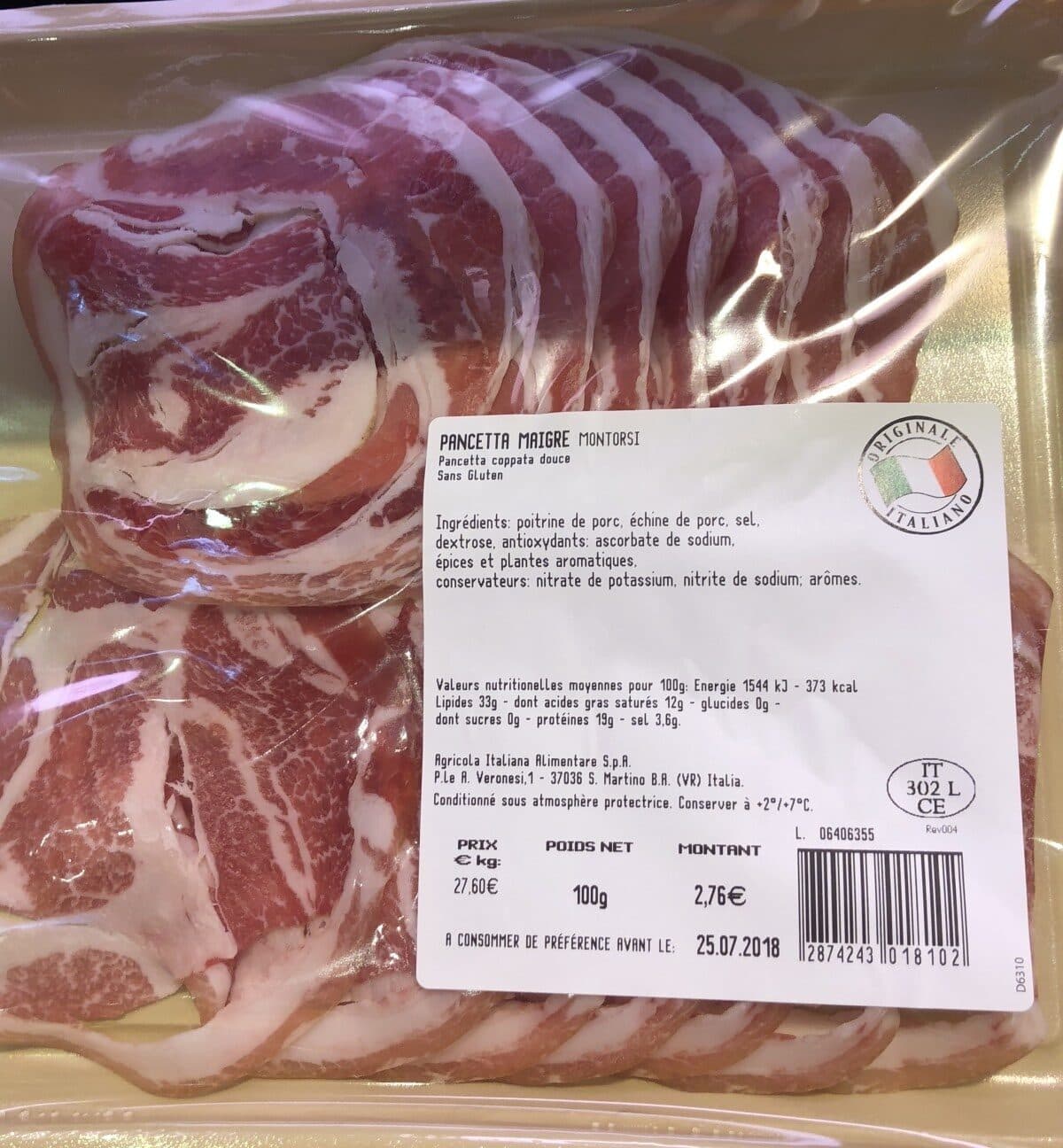 Open Food Facts Pancetta maigre packshot