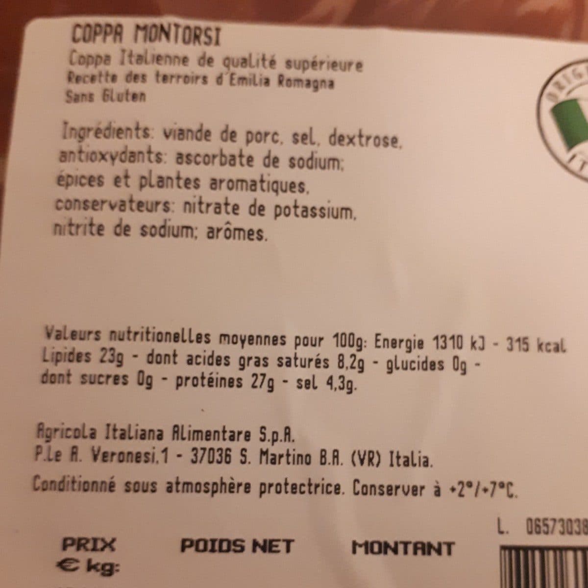Open Food Facts Coppa montorsi packshot