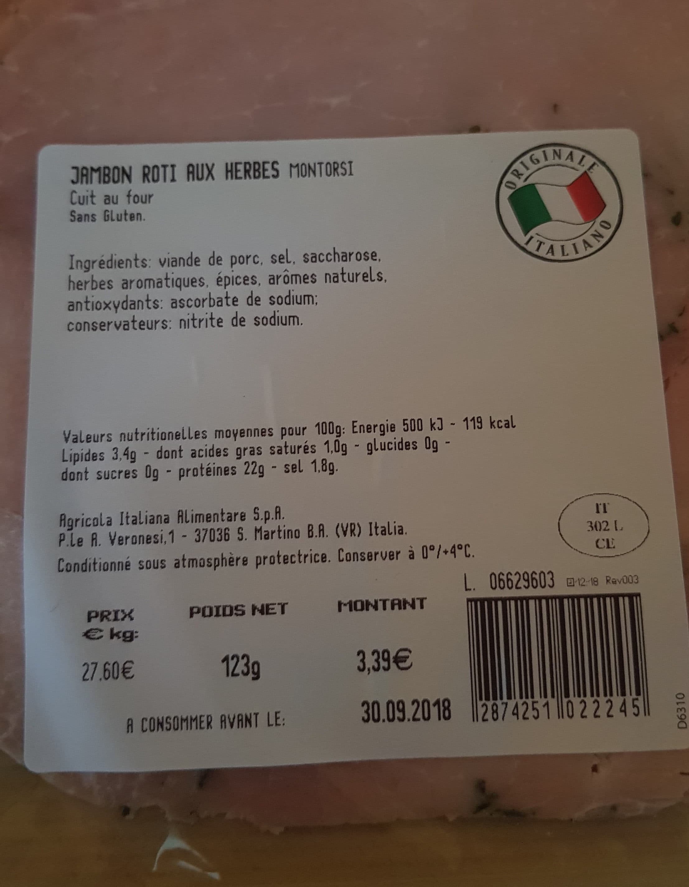 Open Food Facts Jambon rôti aux herbes packshot