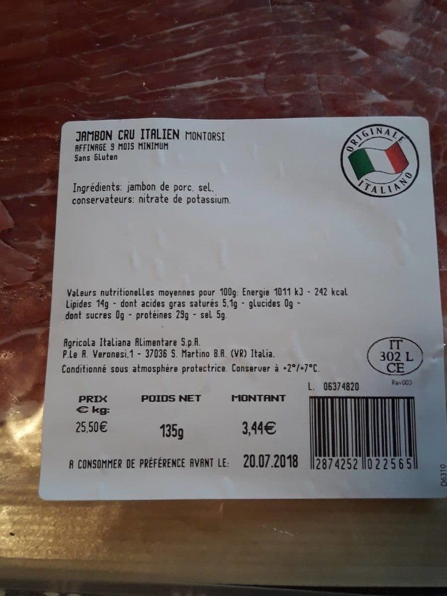 Open Food Facts Jambon cru italien packshot