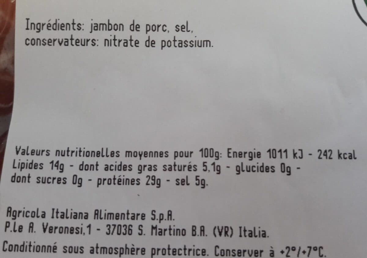 Open Food Facts Jambon Cru Italien packshot
