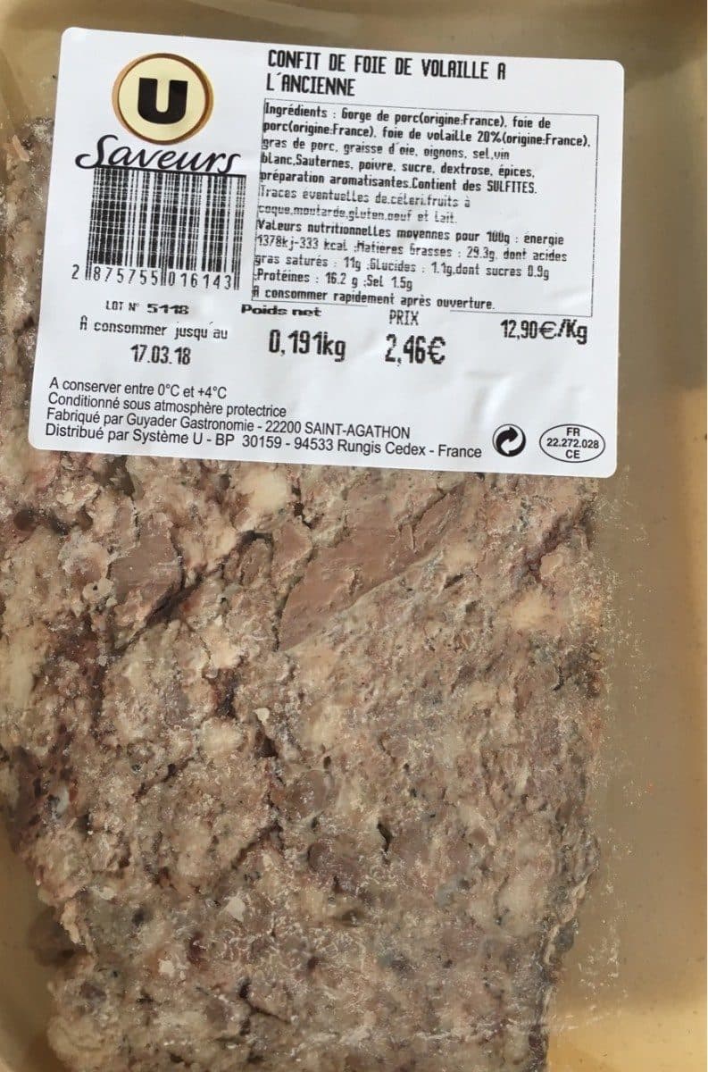 U Saveurs Confit de foie de volaille à l'ancienne packshot