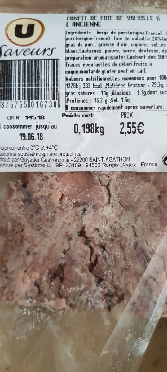 Open Food Facts Confit de foie de volaille à l'ancienne packshot