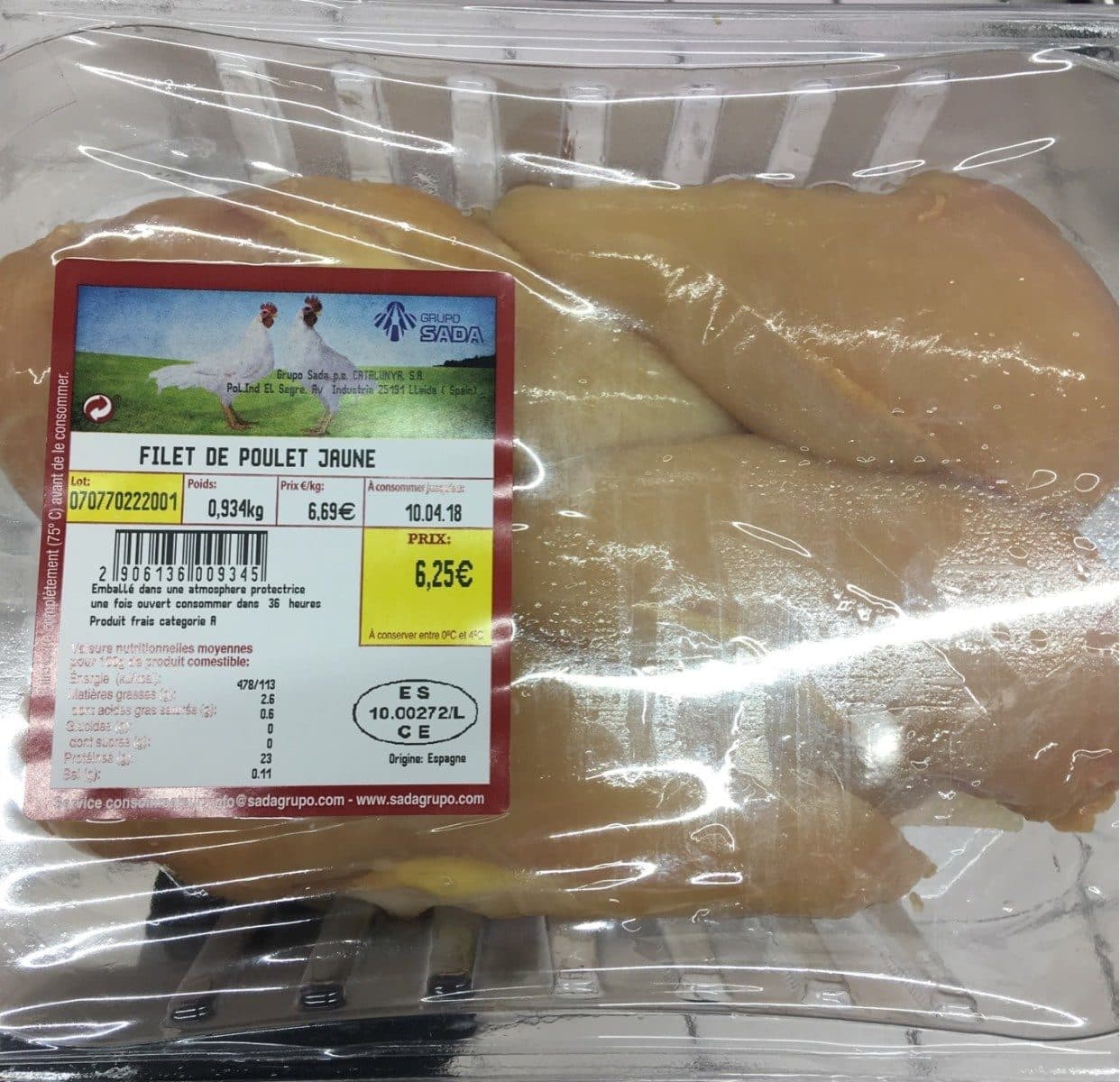 Open Food Facts Filet de poulet jaune packshot
