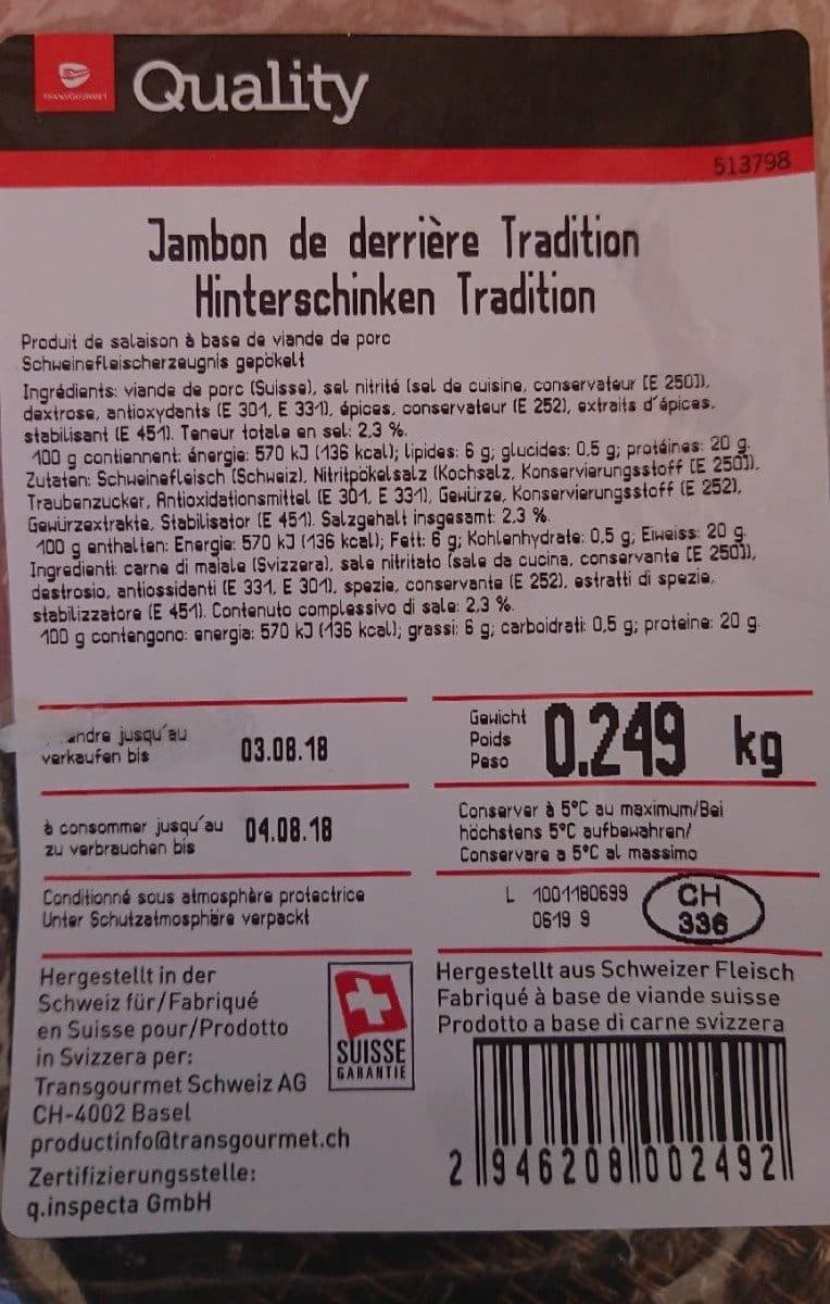 Open Food Facts Jambon de derrière tradition packshot