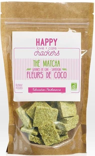 Happy Crackers Petits crackers sans cuisson Thé Matcha et Fleurs de Coco packshot