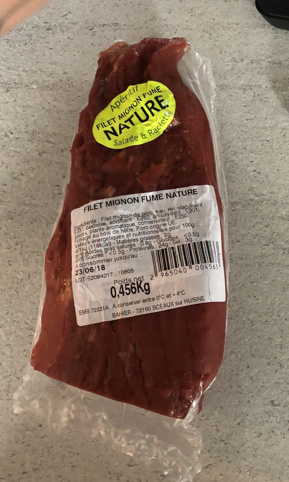 Open Food Facts Filet mignon fumé nature packshot
