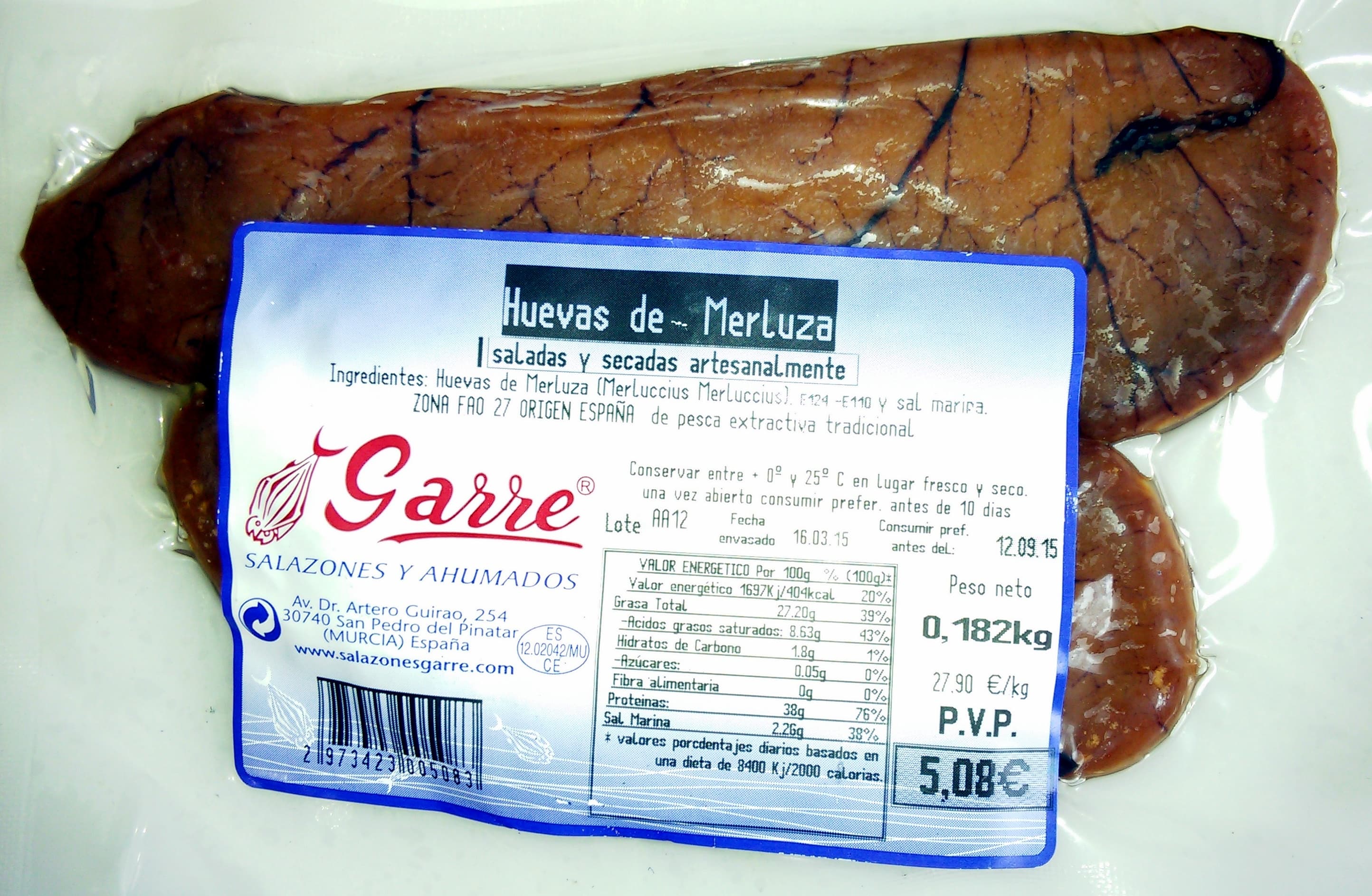Garre Huevas de merluza packshot
