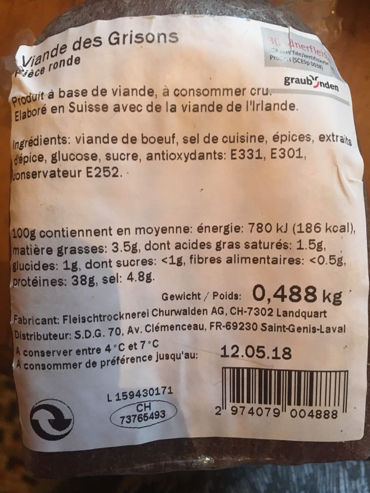 Open Food Facts Viande des grisons packshot