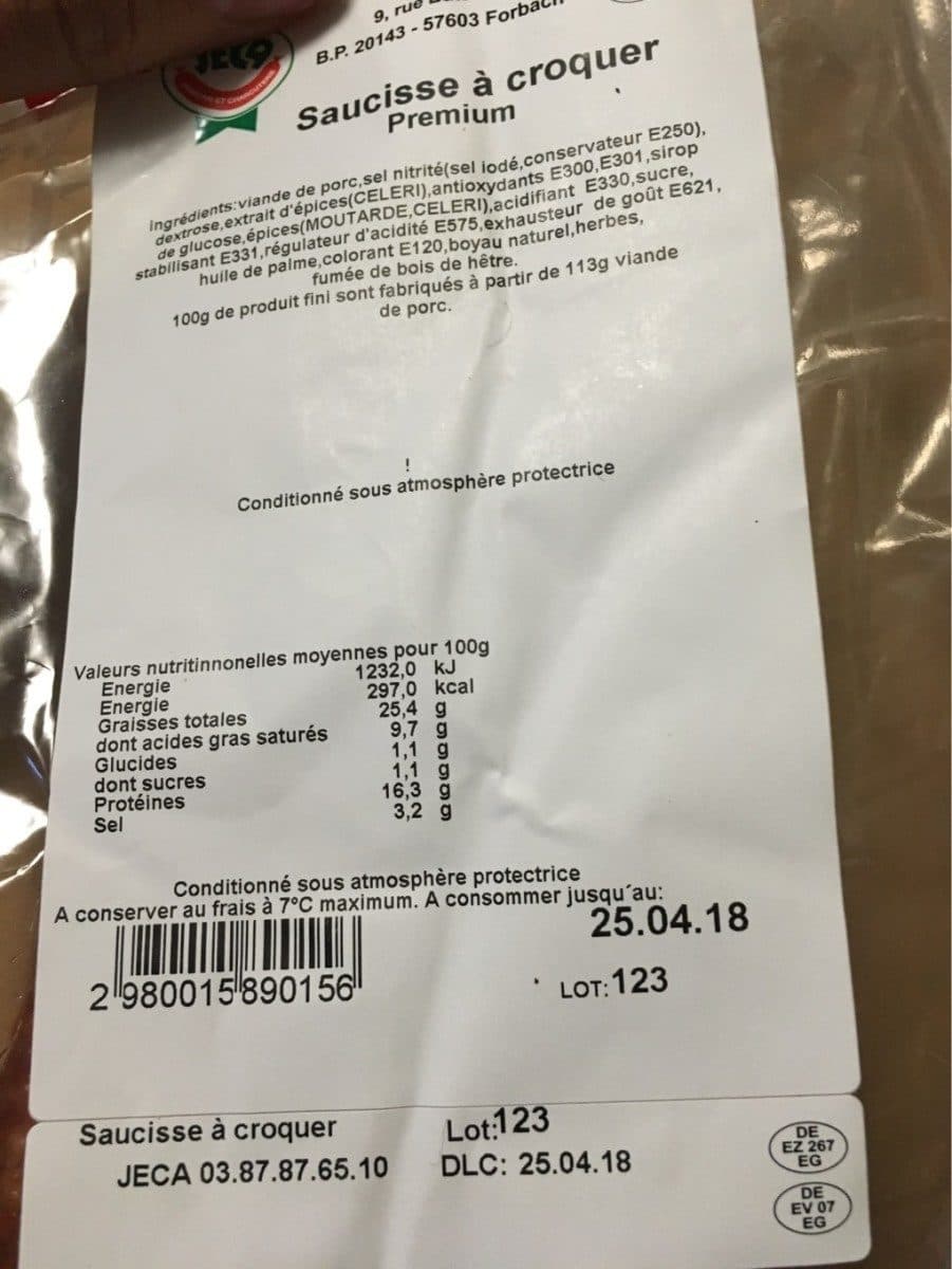 Open Food Facts Saucisse à croquer packshot