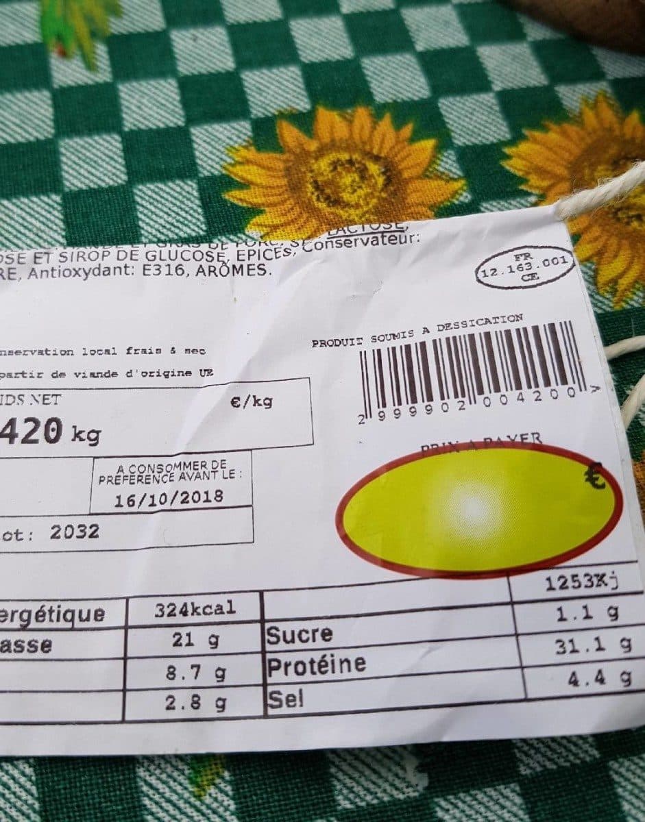 Open Food Facts Saucisson sec pur porc packshot