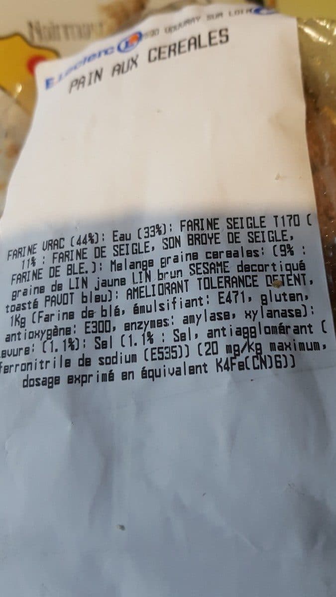 Leclerc pain aux céréales packshot