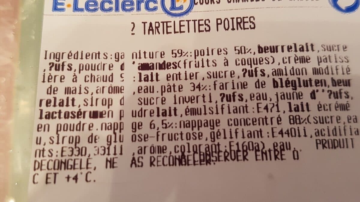 Leclerc Tartelettes aux poires packshot