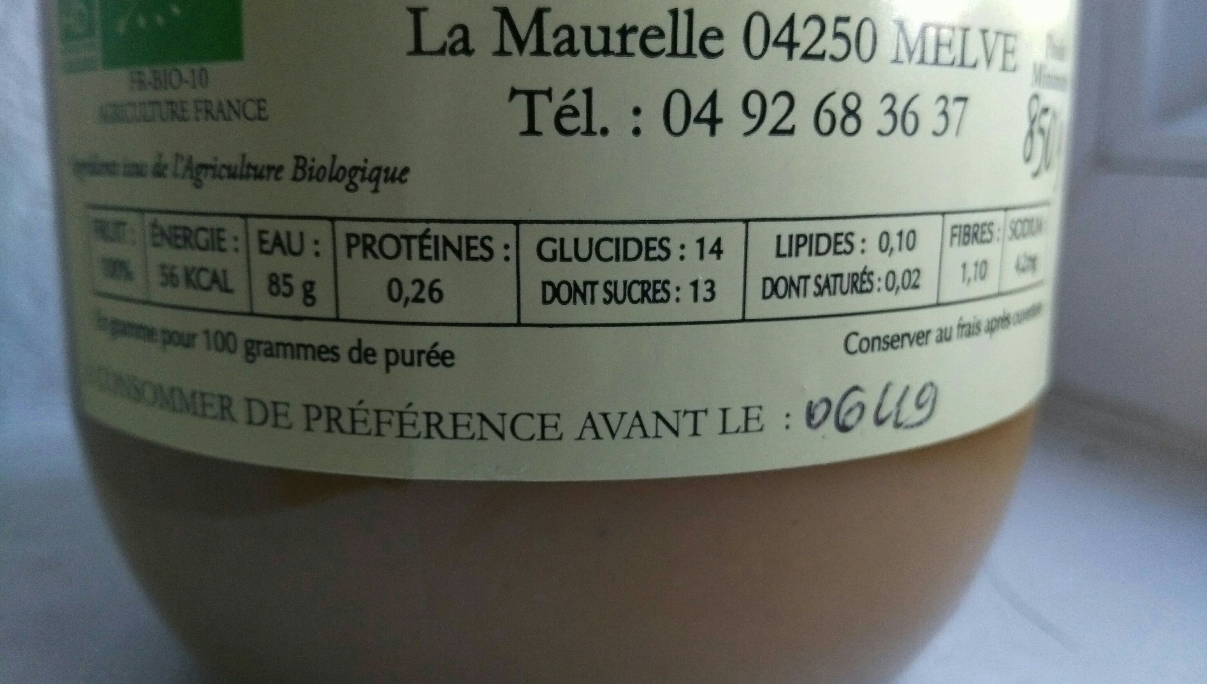 Les Vergers De La Maurelle Purée de pomme Bio packshot