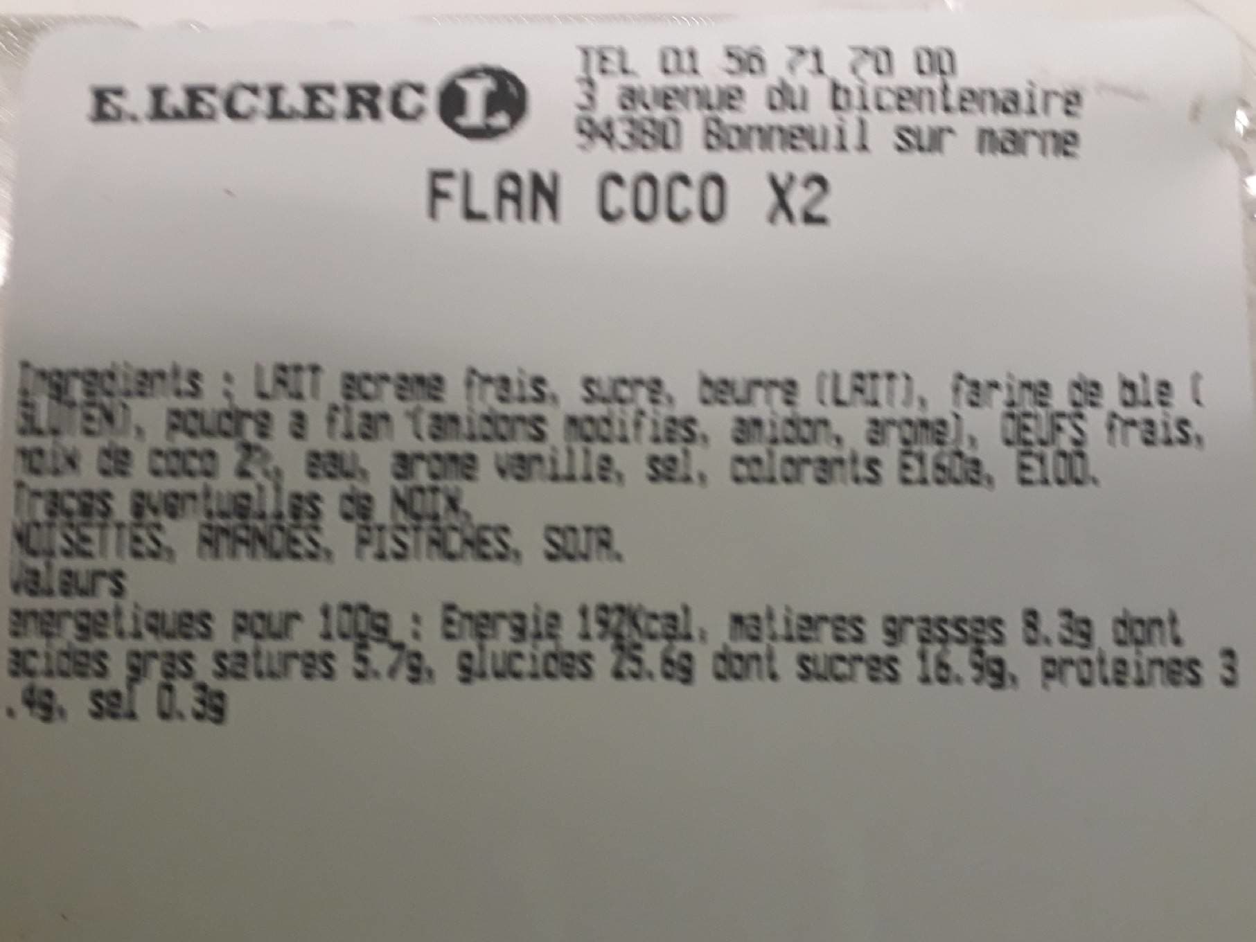 Leclerc Flan coco packshot